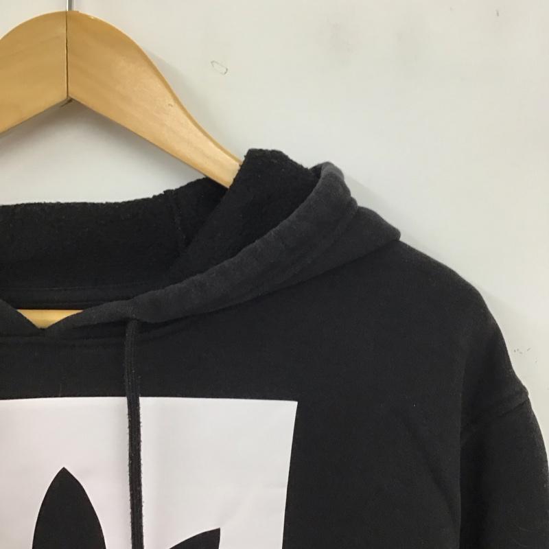 アディダス adidas パーカー 長袖 長袖パーカー プルオーバーパーカー スウェット M ロゴ、文字 黒 / ブラック / black メンズ USED 古着 中古 10158550