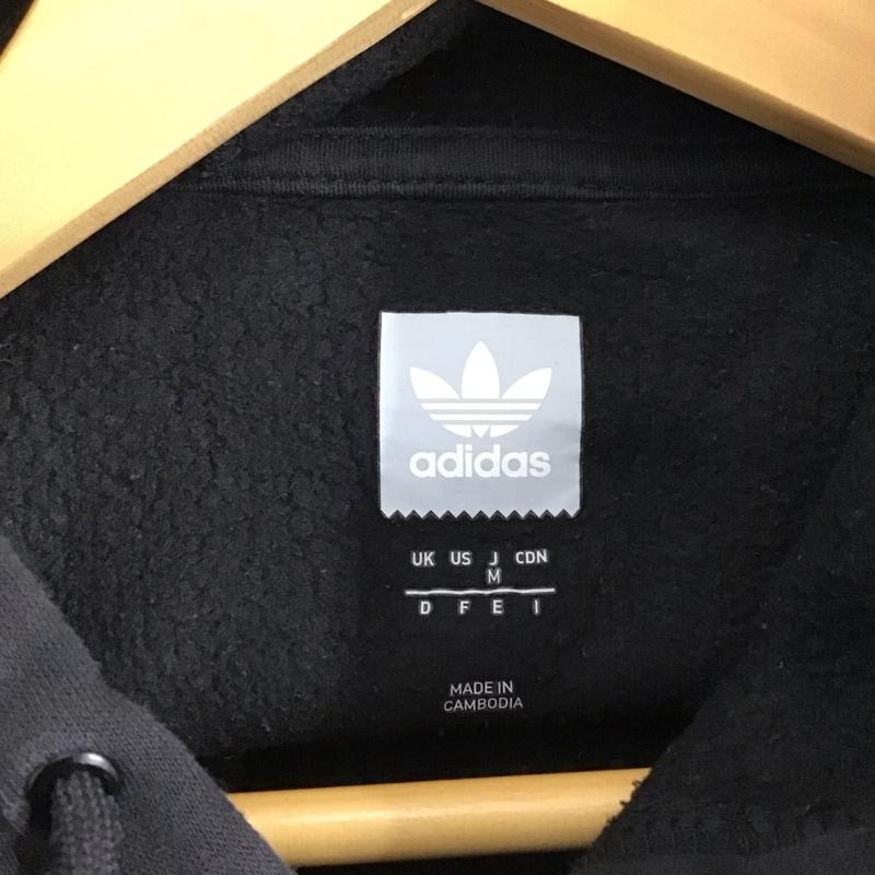 アディダス adidas パーカー 長袖 長袖パーカー プルオーバーパーカー スウェット M ロゴ、文字 黒 / ブラック / black メンズ USED 古着 中古 10158550