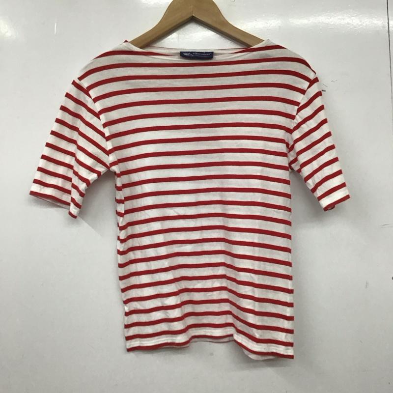 セントジェームス SAINT JAMES Tシャツ 半袖 半袖カットソー プリントTシャツ クルーネックカットソー XS ボーダー柄 白 / ホワイト / white X 赤 / レッド / red レディース USED 古着 中古 10158555