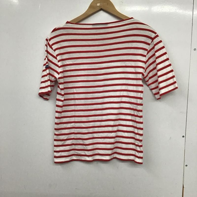 セントジェームス SAINT JAMES Tシャツ 半袖 半袖カットソー プリントTシャツ クルーネックカットソー XS ボーダー柄 白 / ホワイト / white X 赤 / レッド / red レディース USED 古着 中古 10158555