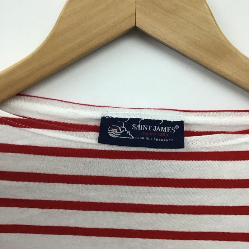 セントジェームス SAINT JAMES Tシャツ 半袖 半袖カットソー プリントTシャツ クルーネックカットソー XS ボーダー柄 白 / ホワイト / white X 赤 / レッド / red レディース USED 古着 中古 10158555
