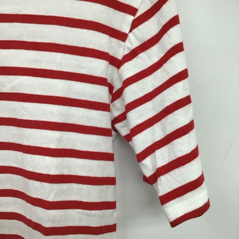 セントジェームス SAINT JAMES Tシャツ 半袖 半袖カットソー プリントTシャツ クルーネックカットソー XS ボーダー柄 白 / ホワイト / white X 赤 / レッド / red レディース USED 古着 中古 10158555