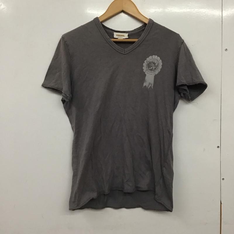 ディーゼル DIESEL Tシャツ 半袖 半袖Tシャツ プリントTシャツ Vネックカットソー S ロゴ、文字 灰 / グレー / gray メンズ USED 古着 中古 10158556