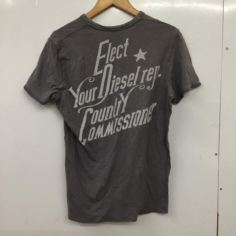 ディーゼル DIESEL Tシャツ 半袖 半袖Tシャツ プリントTシャツ Vネックカットソー S ロゴ、文字 灰 / グレー / gray メンズ USED 古着 中古 10158556