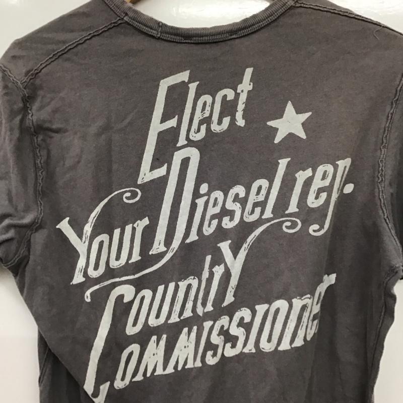 ディーゼル DIESEL Tシャツ 半袖 半袖Tシャツ プリントTシャツ Vネックカットソー S ロゴ、文字 灰 / グレー / gray メンズ USED 古着 中古 10158556