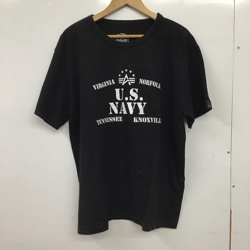 アルファインダストリー Alpha Industries Tシャツ 半袖 半袖カットソー プリントTシャツ クルーネックカットソー XL ロゴ、文字 ダークグレー / ダークグレー / メンズ USED 古着 中古 10158593