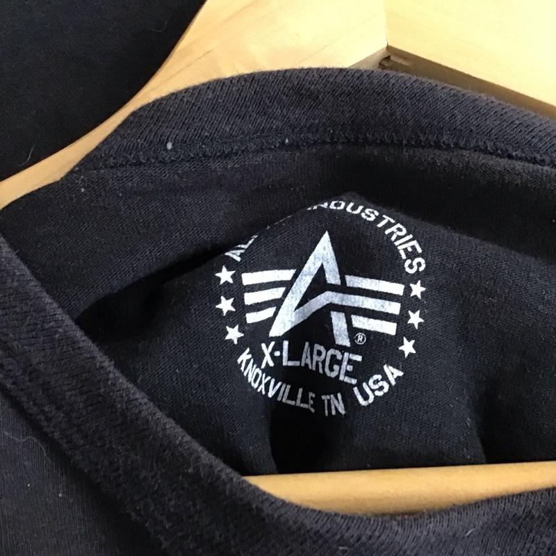 アルファインダストリー Alpha Industries Tシャツ 半袖 半袖カットソー プリントTシャツ クルーネックカットソー XL ロゴ、文字 ダークグレー / ダークグレー / メンズ USED 古着 中古 10158593
