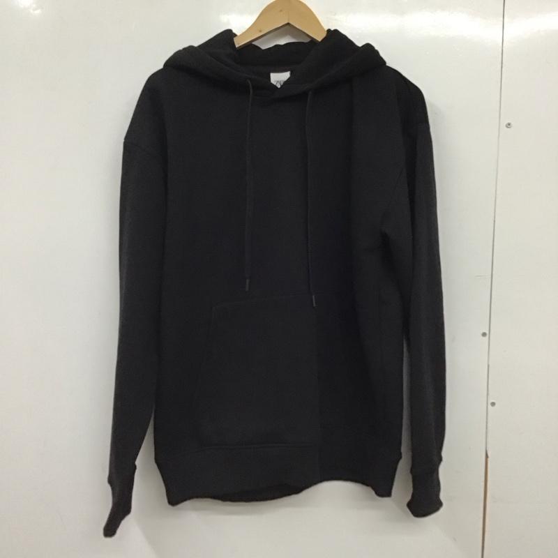 ザラ ZARA パーカー 長袖 長袖パーカー プルオーバーパーカー スウェット L 無地 黒 / ブラック / black メンズ USED 古着 中古 10158599