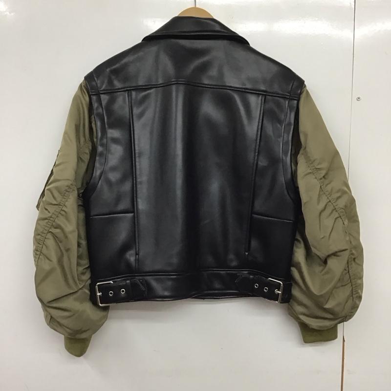 マウジー MOUSSY ジャケット、上着 ジャンパー、ブルゾン ジップアップジャケット アウター ライダースジャケット 1 無地 黒 / ブラック / black X カーキ / カーキ / khaki レディース USED 古着 中古 10158607