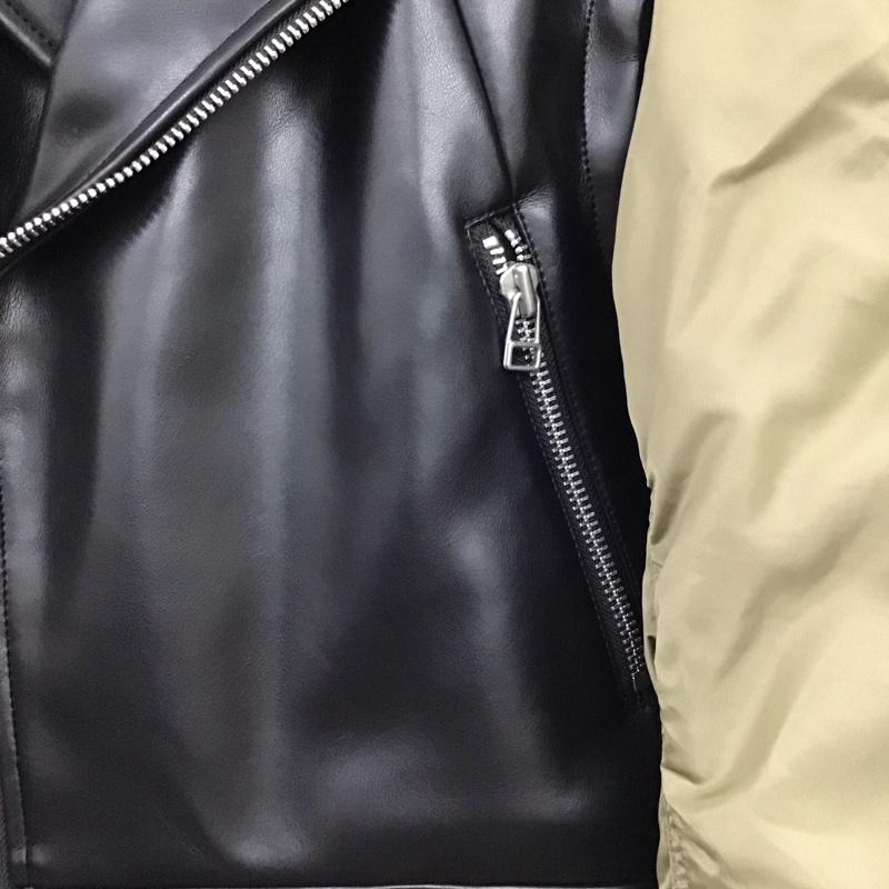 マウジー MOUSSY ジャケット、上着 ジャンパー、ブルゾン ジップアップジャケット アウター ライダースジャケット 1 無地 黒 / ブラック / black X カーキ / カーキ / khaki レディース USED 古着 中古 10158607