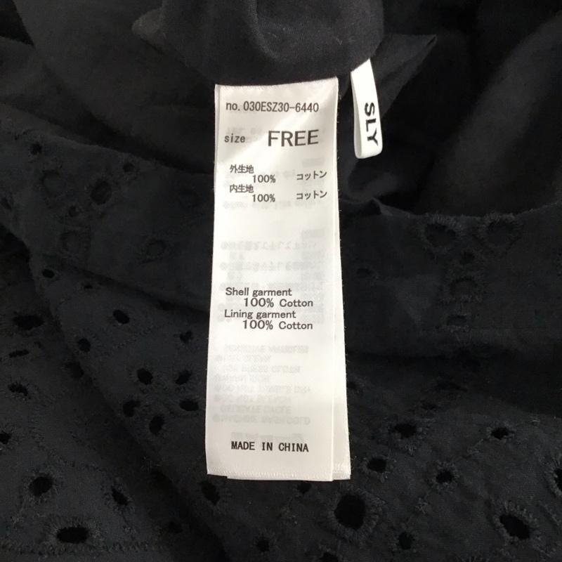 スライ SLY カットソー 半袖 030esz30-6440 STANDGATHERCOTTONLACEチュニック FREE 総柄 紺 / ネイビー / navy レディース USED 古着 中古 10158610