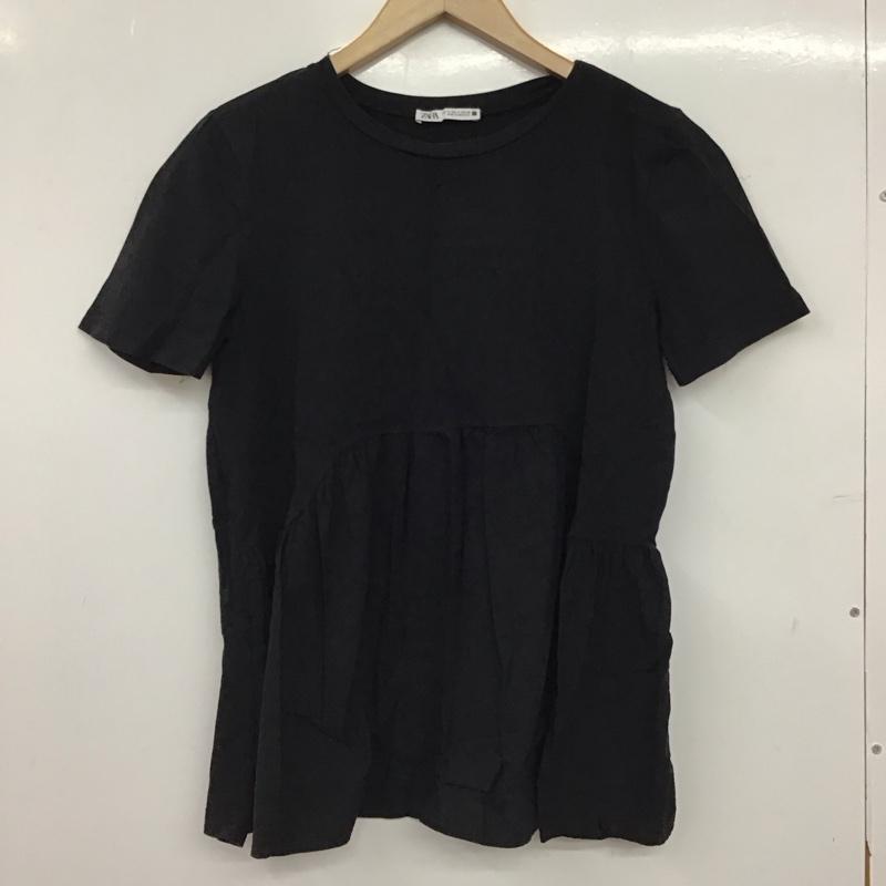 ザラ ZARA Tシャツ 半袖 半袖カットソー 無地Tシャツ クルーネックカットソー S 無地 黒 / ブラック / black レディース USED 古着 中古 10158632