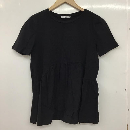 ザラ ZARA Tシャツ 半袖 半袖カットソー 無地Tシャツ クルーネックカットソー S 無地 黒 / ブラック / black レディース USED 古着 中古 10158632