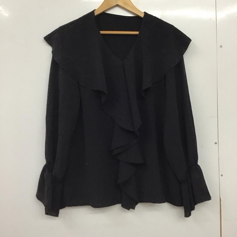 レプシィム LEPSIM カットソー 長袖 長袖カットソー ビッグカラーシャツ FREE 無地 黒 / ブラック / black レディース USED 古着 中古 10158633