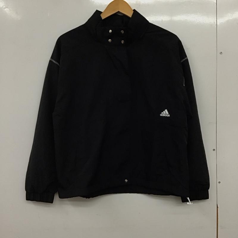アディダス adidas ジャケット、上着 ジャンパー、ブルゾン ジップアップジャケット ナイロンジャケット アウター M ロゴ、文字 黒 / ブラック / black レディース USED 古着 中古 10158636