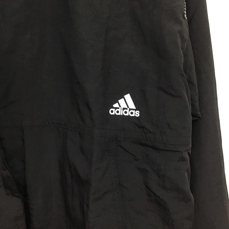 アディダス adidas ジャケット、上着 ジャンパー、ブルゾン ジップアップジャケット ナイロンジャケット アウター M ロゴ、文字 黒 / ブラック / black レディース USED 古着 中古 10158636