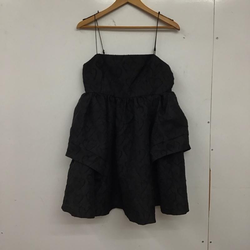 ヘザー Heather ワンピース ミニスカート ハートジャガードキャミワンピース FREE 総柄 黒 / ブラック / black レディース USED 古着 中古 10158648