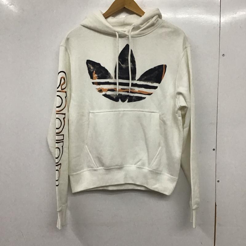 アディダス adidas パーカー 長袖 長袖パーカー プルオーバーパーカー スウェット XS プリント 白 / ホワイト / white レディース USED 古着 中古 10158651