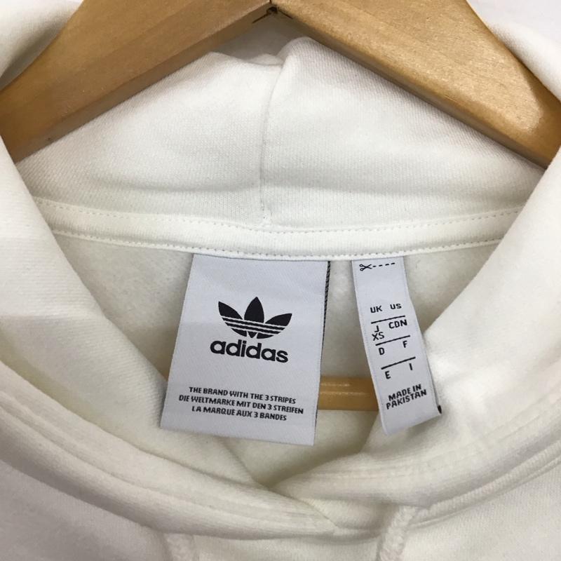 アディダス adidas パーカー 長袖 長袖パーカー プルオーバーパーカー スウェット XS プリント 白 / ホワイト / white レディース USED 古着 中古 10158651