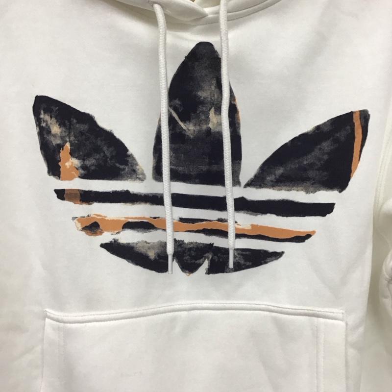 アディダス adidas パーカー 長袖 長袖パーカー プルオーバーパーカー スウェット XS プリント 白 / ホワイト / white レディース USED 古着 中古 10158651