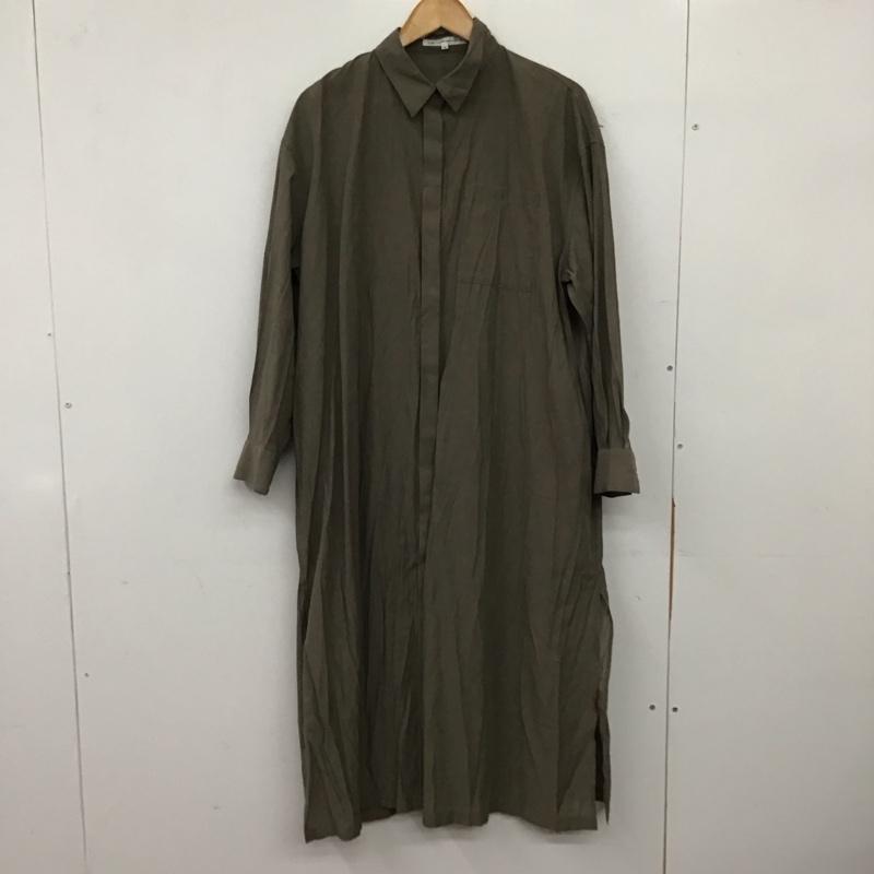 ニジュウサンク 23区 ワンピース ロングスカート 長袖ロングワンピース シャツワンピース フロントボタン 38 無地 カーキ / カーキ / khaki レディース USED 古着 中古 10158671