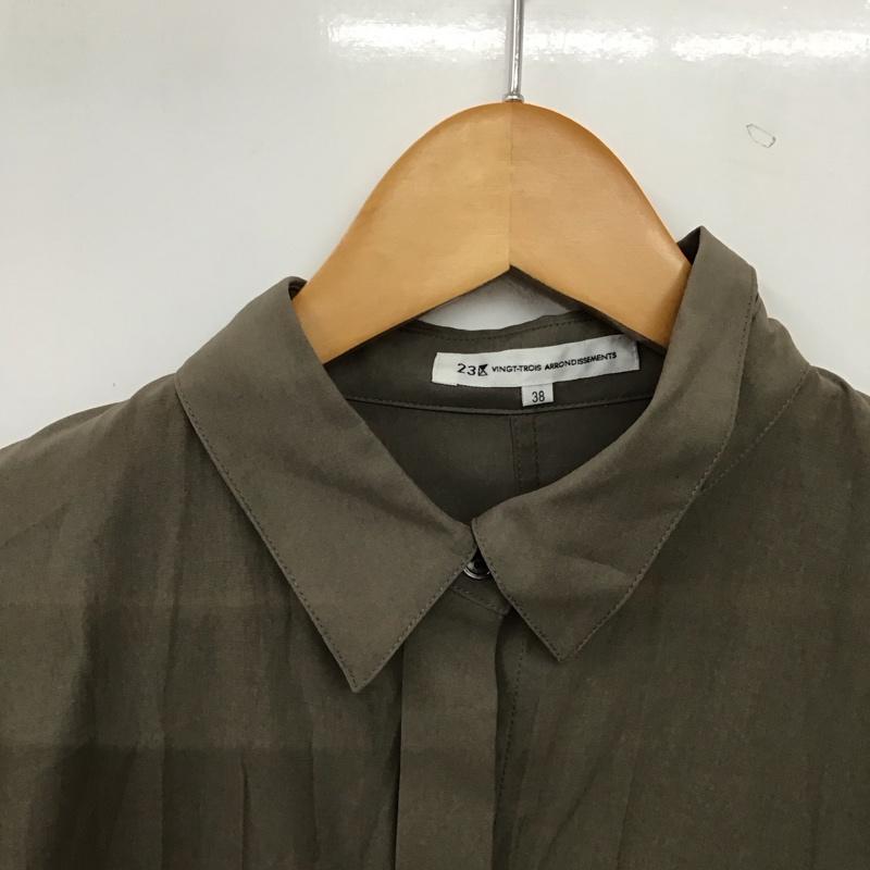 ニジュウサンク 23区 ワンピース ロングスカート 長袖ロングワンピース シャツワンピース フロントボタン 38 無地 カーキ / カーキ / khaki レディース USED 古着 中古 10158671