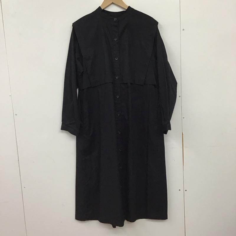 ローリーズファーム LOWRYS FARM ワンピース ロングスカート 長袖シャツロングワンピース フロントボタン FREE 無地 黒 / ブラック / black レディース USED 古着 中古 10158685