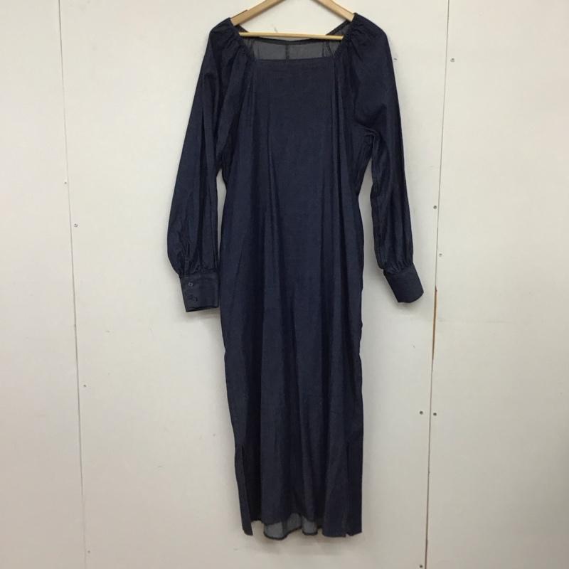 ローリーズファーム LOWRYS FARM ワンピース ロングスカート 長袖ロングワンピース スクエアーネック FREE 無地 インディゴ / インディゴ / Indigo レディース USED 古着 中古 10158686