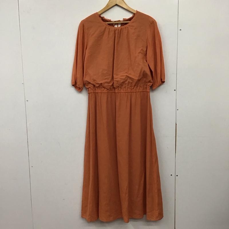 アデイインザライフ ユナイテッドアローズ A day in the life UNITED ARROWS ワンピース ロングスカート 長袖シャツロングワンピース パフスリーブ 無地 橙 / オレンジ / orange レディース USED 古着 中古 10158694