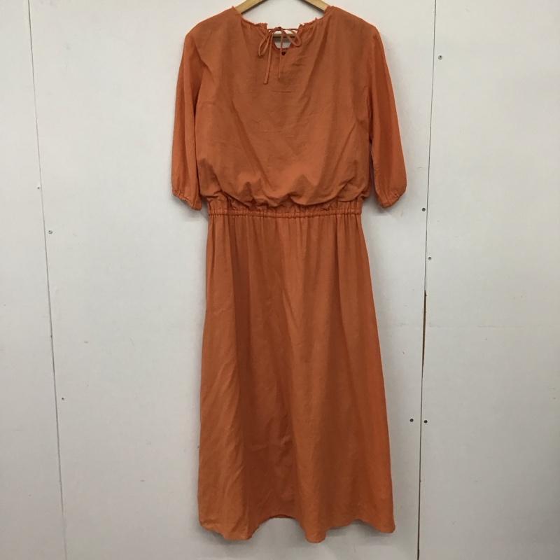 アデイインザライフ ユナイテッドアローズ A day in the life UNITED ARROWS ワンピース ロングスカート 長袖シャツロングワンピース パフスリーブ 無地 橙 / オレンジ / orange レディース USED 古着 中古 10158694
