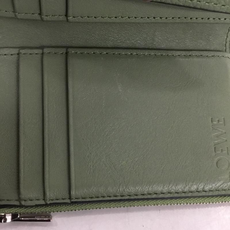 ロエベ LOEWE 財布 コンパクト財布 アナグラムロゴ 三つ折り 箱有 ワンポイント 薄緑 / ライトグリーン / レディース USED 古着 中古 10158723
