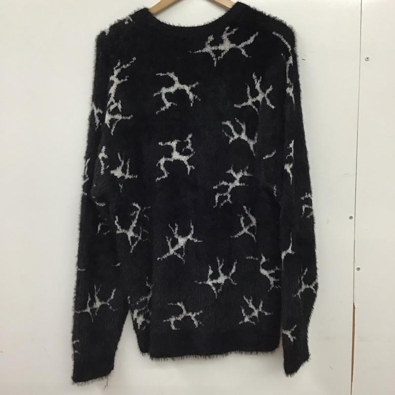 ハフ HUF カーディガン 長袖 長袖ニットカーディガン 前ボタン ノーカラー L プリント 黒 / ブラック / black メンズ USED 古着 中古 10158744