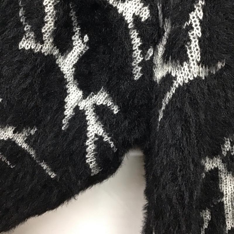 ハフ HUF カーディガン 長袖 長袖ニットカーディガン 前ボタン ノーカラー L プリント 黒 / ブラック / black メンズ USED 古着 中古 10158744