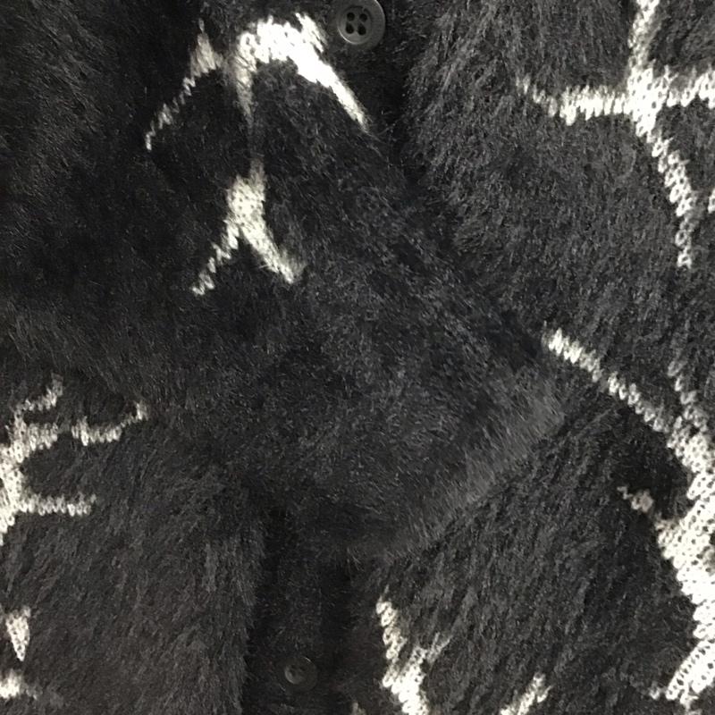 ハフ HUF カーディガン 長袖 長袖ニットカーディガン 前ボタン ノーカラー L プリント 黒 / ブラック / black メンズ USED 古着 中古 10158744