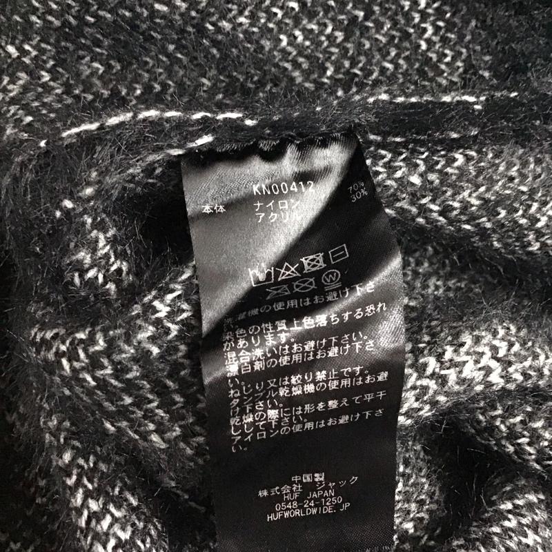 ハフ HUF カーディガン 長袖 長袖ニットカーディガン 前ボタン ノーカラー L プリント 黒 / ブラック / black メンズ USED 古着 中古 10158744