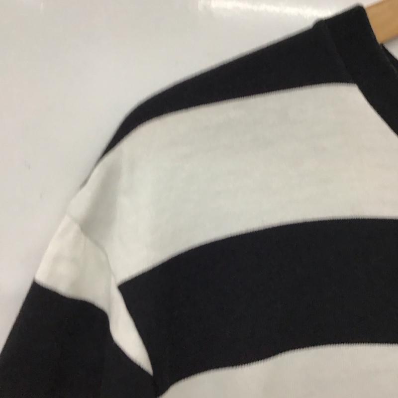 ゴッドセレクショントリプルエックス GOD SELECTION XXX Tシャツ 半袖 半袖カットソー プリントTシャツ クルーネックカットソー S ボーダー柄 白 / ホワイト / white X 黒 / ブラック / black メンズ USED 古着 中古 10158748