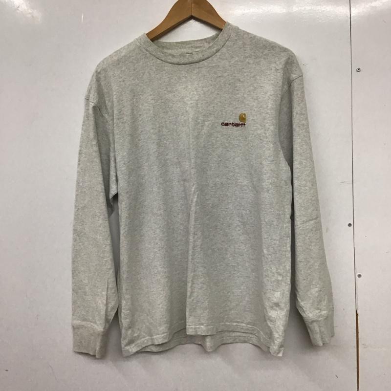 カーハート Carhartt カットソー 長袖 長袖カットソー プリントカットソー クルーネック L ロゴ、文字 灰 / グレー / gray メンズ USED 古着 中古 10158750