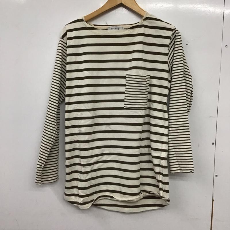 ノンネイティブ nonnative カットソー 長袖 長袖カットソー プリントカットソー 0 ボーダー柄 茶 / ブラウン / brown X アイボリー / アイボリー / メンズ USED 古着 中古 10158753