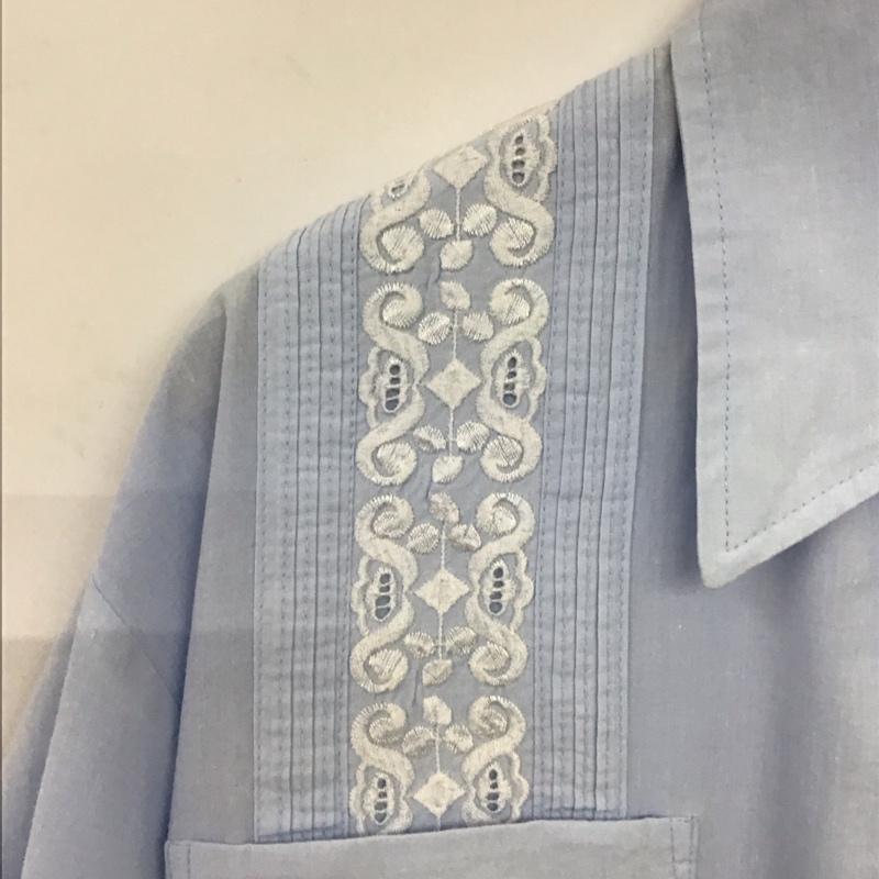 古着 USED シャツ、ブラウス 半袖 半袖シャツ 刺繍シャツ カラーシャツ L 刺繍 水色 / ライトブルー / メンズ USED 古着 中古 10158793