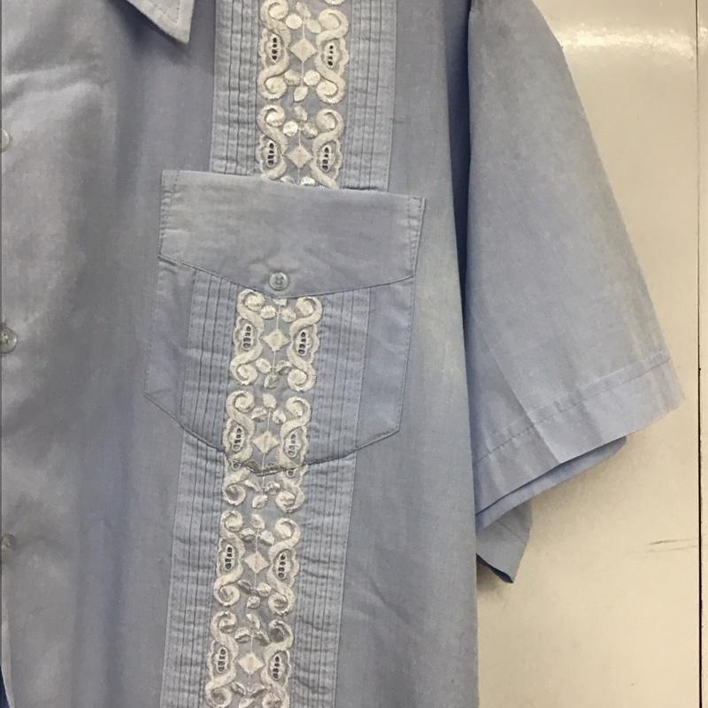 古着 USED シャツ、ブラウス 半袖 半袖シャツ 刺繍シャツ カラーシャツ L 刺繍 水色 / ライトブルー / メンズ USED 古着 中古 10158793