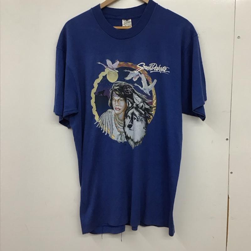 古着 USED Tシャツ 半袖 半袖カットソー プリントTシャツ クルーネックカットソー XL プリント 青 / ブルー / blue メンズ USED 古着 中古 10158796