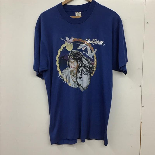 古着 USED Tシャツ 半袖 半袖カットソー プリントTシャツ クルーネックカットソー XL プリント 青 / ブルー / blue メンズ USED 古着 中古 10158796