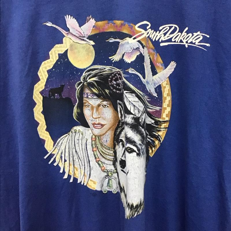 古着 USED Tシャツ 半袖 半袖カットソー プリントTシャツ クルーネックカットソー XL プリント 青 / ブルー / blue メンズ USED 古着 中古 10158796