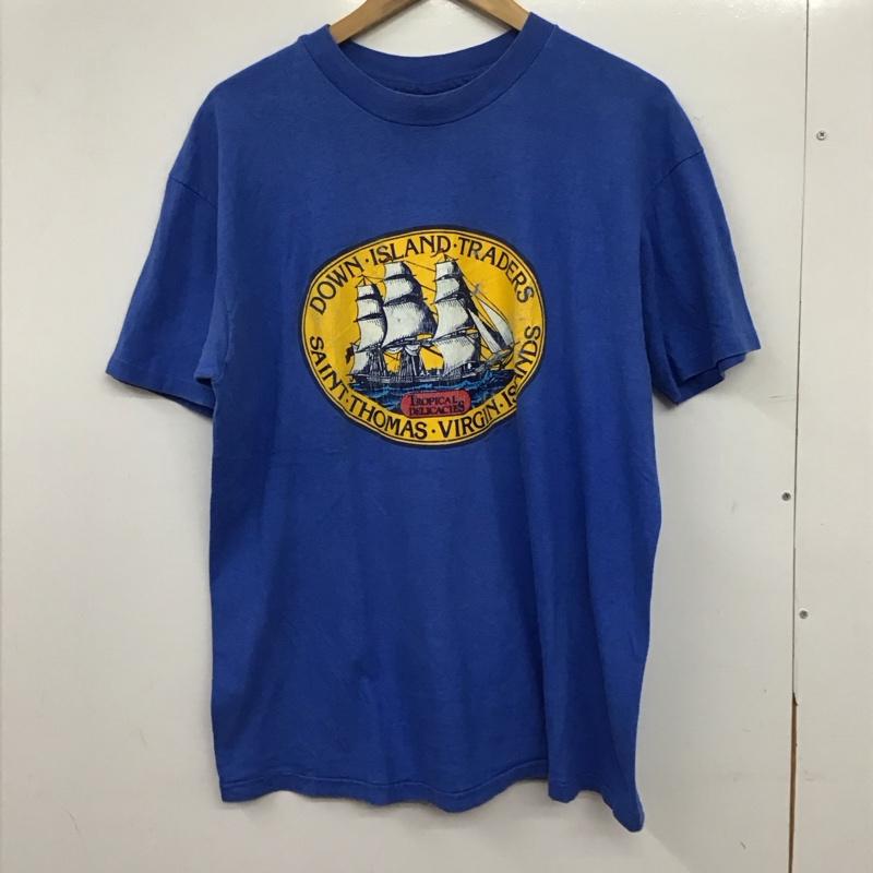 ヘインズ HANES Tシャツ 半袖 半袖カットソー プリントTシャツ クルーネックカットソー XL プリント 青 / ブルー / blue メンズ USED 古着 中古 10158801
