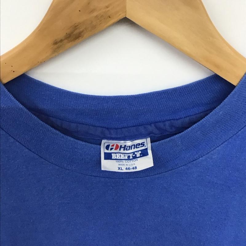 ヘインズ HANES Tシャツ 半袖 半袖カットソー プリントTシャツ クルーネックカットソー XL プリント 青 / ブルー / blue メンズ USED 古着 中古 10158801