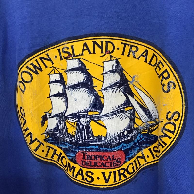 ヘインズ HANES Tシャツ 半袖 半袖カットソー プリントTシャツ クルーネックカットソー XL プリント 青 / ブルー / blue メンズ USED 古着 中古 10158801
