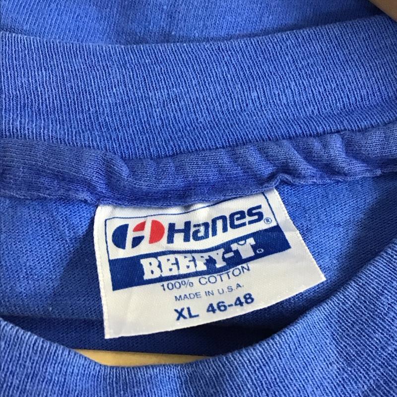 ヘインズ HANES Tシャツ 半袖 半袖カットソー プリントTシャツ クルーネックカットソー XL プリント 青 / ブルー / blue メンズ USED 古着 中古 10158801