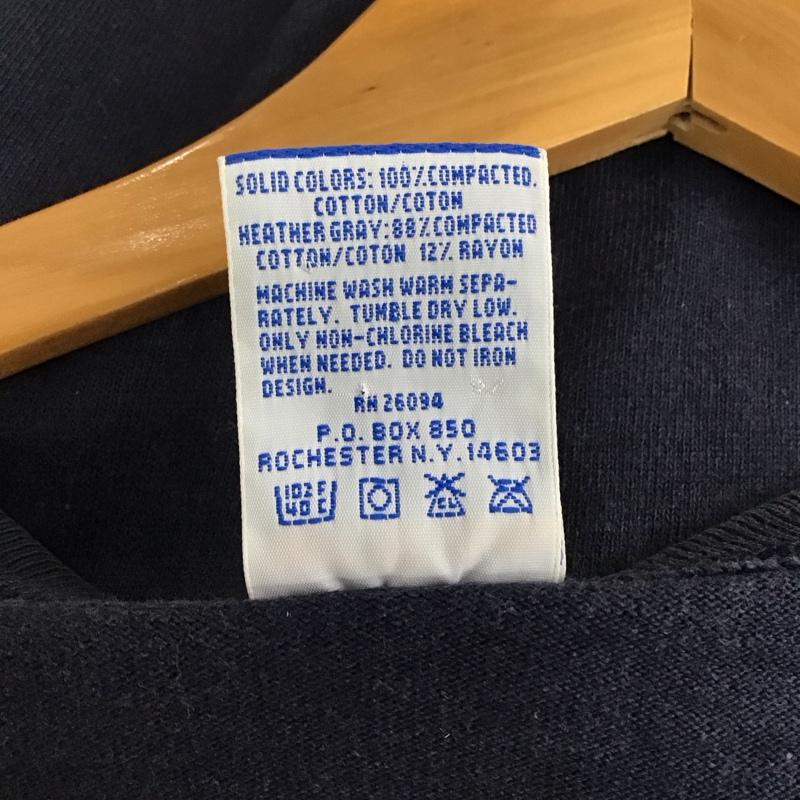 チャンピオン Champion Tシャツ 半袖 半袖カットソー プリントTシャツ クルーネックカットソー L ロゴ、文字 紺 / ネイビー / navy メンズ USED 古着 中古 10158808