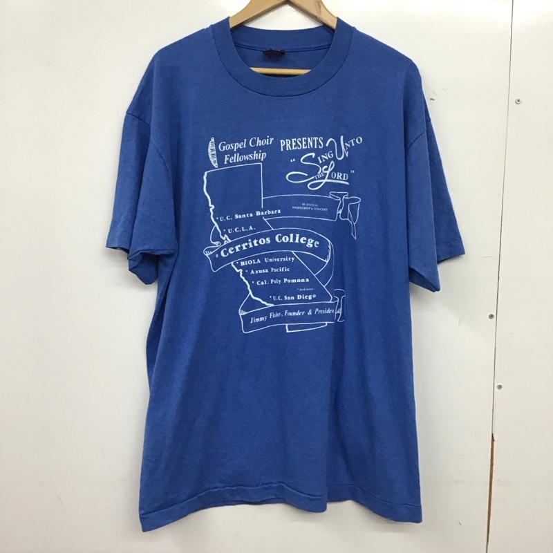 フルーツオブザルーム FRUIT OF THE LOOM Tシャツ 半袖 半袖カットソー プリントTシャツ クルーネックカットソー XL プリント 青 / ブルー / blue メンズ USED 古着 中古 10158812