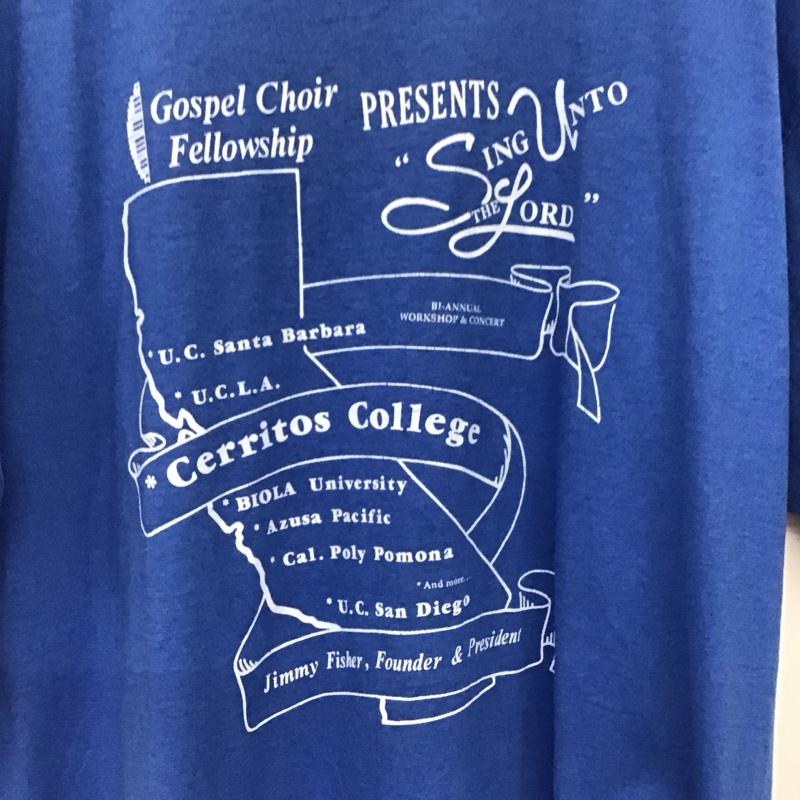 フルーツオブザルーム FRUIT OF THE LOOM Tシャツ 半袖 半袖カットソー プリントTシャツ クルーネックカットソー XL プリント 青 / ブルー / blue メンズ USED 古着 中古 10158812